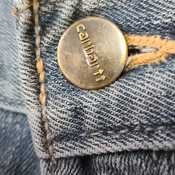 Mens Carhartt Carpenter Jeans With Knee Pad Pockets 36x34 Workwear Rugged - Picture 4 of 14